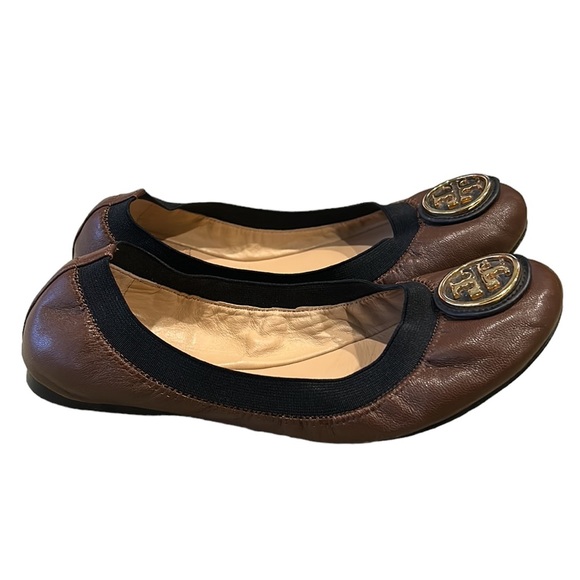 Tory Burch Caroline Brown & Black Leather Ballet Flats - 6.5 - Picture 5 of 16